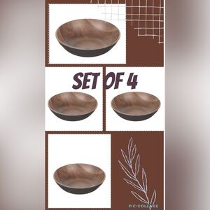 New Trueliving Set of 4 Faux Wood Grain Melamine 7” Salad Bowls (BB-D)